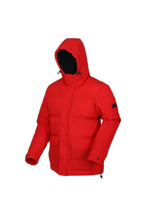 Regatta - Kurtka turystyczna męska Falkner pikowana. Typ kołnierza: kaptur. Kolor: czerwony. Materiał: poliester. Sport: turystyka piesza