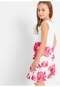 Sukienka dziewczęca na uroczyste okazje bonprix biel wełny - różowy hibiskus. Kolor: biały. Materiał: wełna #3