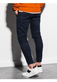 Ombre Clothing - Spodnie męskie joggery P999 - granatowe - XXL. Kolor: niebieski. Materiał: bawełna, elastan. Wzór: aplikacja #4