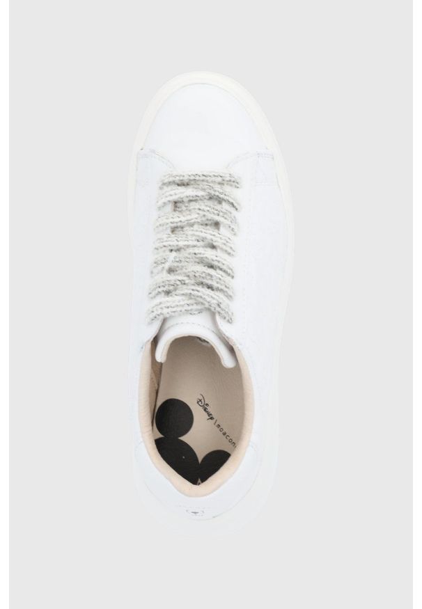 MOA Concept - Buty skórzane x Disney. Zapięcie: sznurówki. Kolor: biały. Materiał: skóra. Wzór: motyw z bajki. Obcas: na platformie