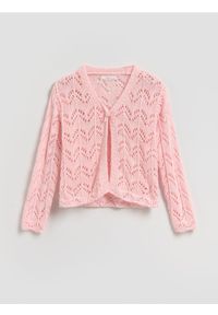 Reserved - Dzianinowy kardigan - pastelowy róż. Kolor: różowy. Materiał: dzianina