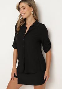 Born2be - Czarna Klasyczna Koszula z Bawełny i Wiskozy Yelvira. Kolor: czarny. Materiał: bawełna, wiskoza. Styl: klasyczny #4