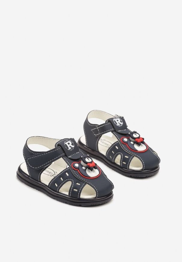 Born2be - Niebieskie Sandały z Aplikacją Misia 3D Addelia. Okazja: na spacer, na co dzień. Zapięcie: rzepy. Kolor: niebieski. Wzór: aplikacja. Sezon: lato. Styl: casual, elegancki