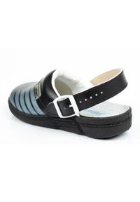 Klapki chodaki buty medyczne Abeba U 7212 czarne niebieskie. Kolor: wielokolorowy, czarny, niebieski. Materiał: skóra #4