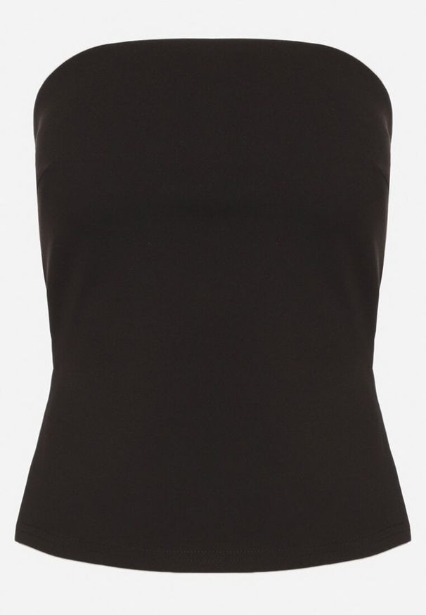 Born2be - Czarny Top Bez Rękawów z Wiskozą Zdobiony Rozcięciami Salomira. Okazja: na co dzień. Kolor: czarny. Materiał: wiskoza. Długość rękawa: bez rękawów. Wzór: aplikacja. Styl: casual, elegancki, klasyczny