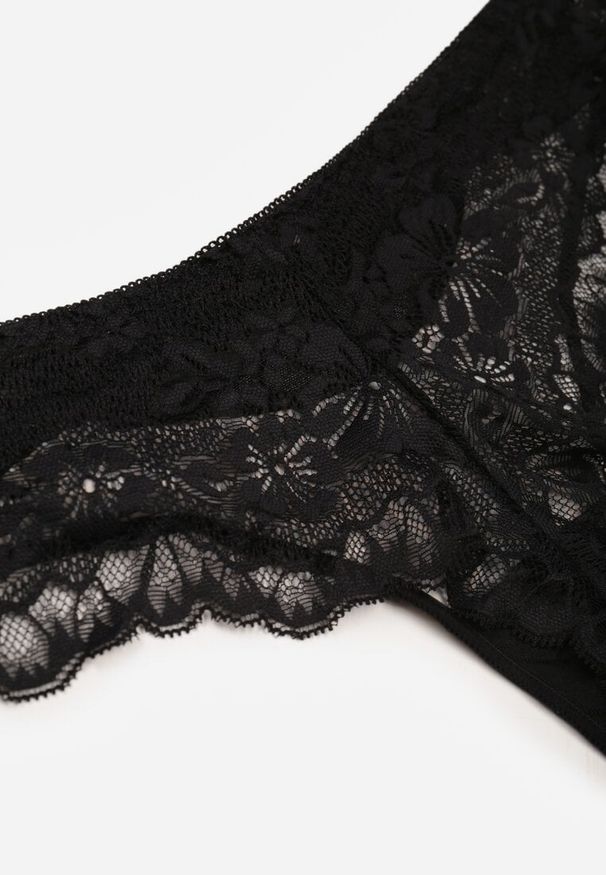 Renee - Panterkowe Majtki Stringi Ozdobione Koronką Phisoris. Materiał: koronka. Wzór: koronka, aplikacja