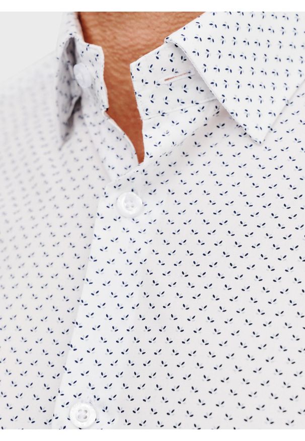 Pako Lorente - PAKO LORENTE – Biała koszula męska w mikrowzór. Kolor: biały. Materiał: elastan, bawełna. Długość rękawa: długi rękaw. Długość: długie. Sezon: wiosna, lato