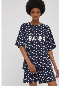 Answear Lab piżama damska kolor granatowy. Kolor: niebieski. Materiał: dzianina. Długość: krótkie