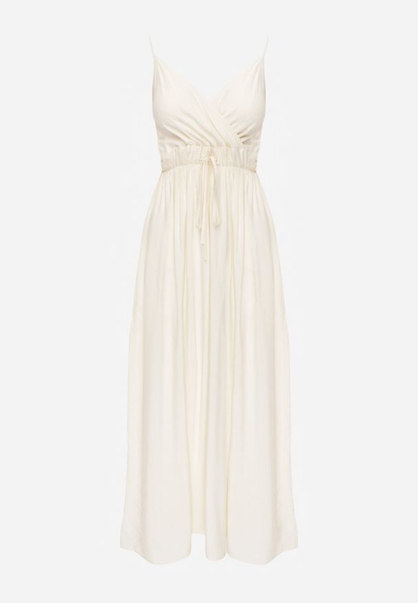 Born2be - Beżowa Sukienka z Wiskozy Amanita. Okazja: na co dzień. Kolor: beżowy. Wzór: kolorowy, jednolity. Typ sukienki: kopertowe. Materiał: wiskoza. Długość rękawa: na ramiączkach. Sezon: lato. Styl: casual. Długość: maxi