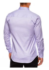 Ombre Clothing - Koszula męska z długim rękawem SLIM FIT - wrzosowa - Rozmiar: L. Typ kołnierza: kołnierzyk klasyczny. Kolor: fioletowy. Materiał: tkanina, elastan, bawełna. Długość rękawa: długi rękaw. Długość: długie. Wzór: gładki. Styl: klasyczny, elegancki
