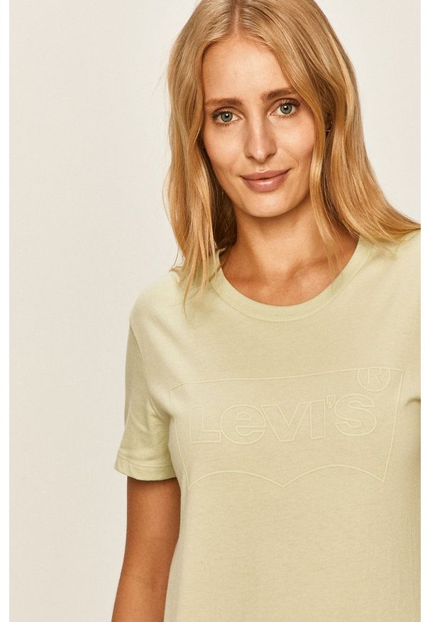 Levi's® - Levi's - T-shirt. Okazja: na co dzień, na spotkanie biznesowe. Kolor: zielony. Wzór: nadruk. Styl: biznesowy, casual