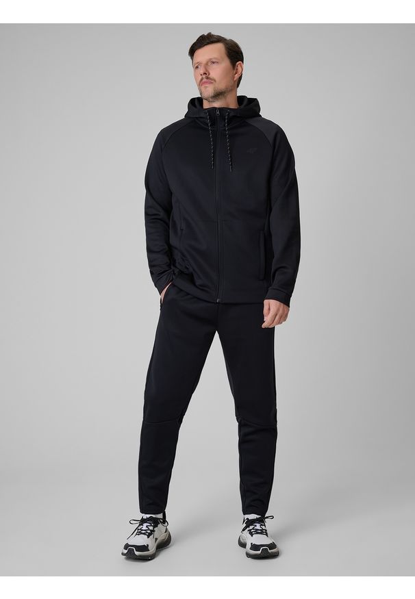 4f - 4F Bluza treningowa regular szybkoschnąca męska - czarna M. Okazja: na co dzień. Kolor: czarny. Długość rękawa: raglanowy rękaw. Styl: casual, sportowy