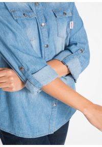 Bluzka dżinsowa z napami, długi rękaw bonprix średni niebieski. Kolor: niebieski. Długość rękawa: długi rękaw. Długość: długie #5