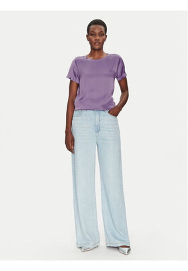 ViCOLO Bluzka TD0007 Fioletowy Relaxed Fit. Kolor: fioletowy. Materiał: wiskoza