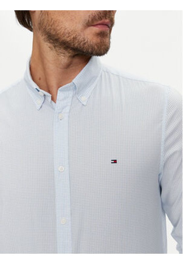 TOMMY HILFIGER - Tommy Hilfiger Koszula Micro Foulard MW0MW35813 Błękitny Slim Fit. Kolor: niebieski. Materiał: bawełna