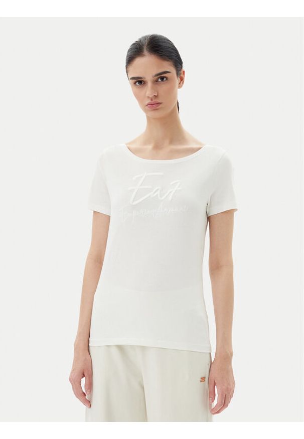 EA7 Emporio Armani T-Shirt 7W000184 AF10373 U0005 Écru Regular Fit. Materiał: bawełna