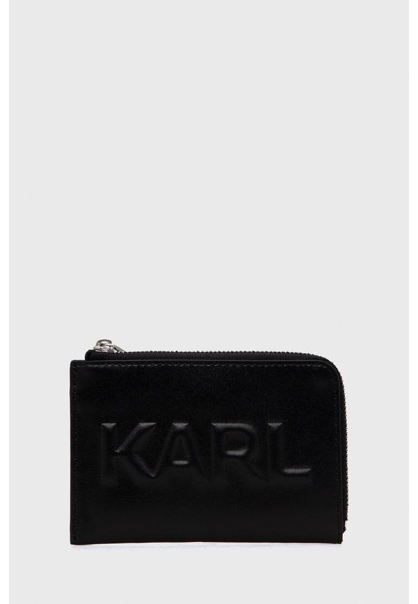 Karl Lagerfeld Portfel skórzany 211W3225 damski kolor czarny. Kolor: czarny. Materiał: skóra. Wzór: gładki