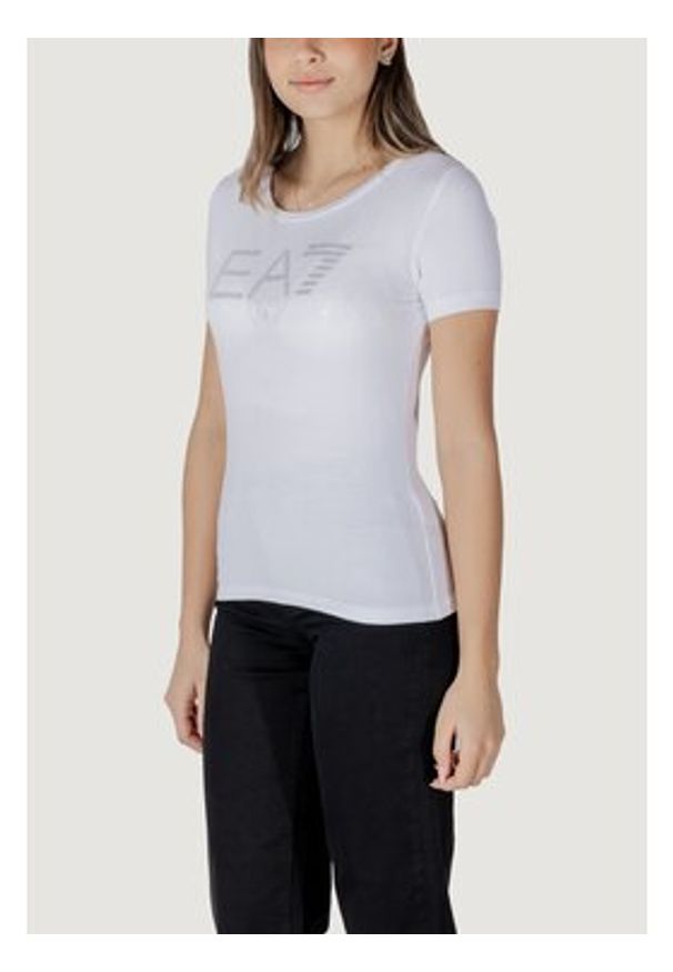 EA7 Emporio Armani T-Shirt 7W000094 AF10373 U0002 Biały Slim Fit. Kolor: biały. Materiał: bawełna