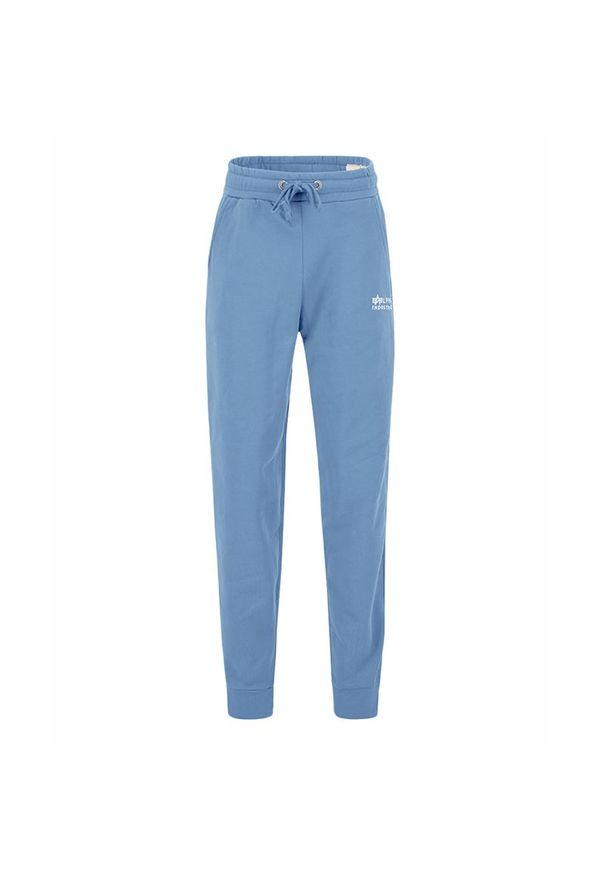 Spodnie Alpha Industries Organics EMB Jogger 118365671 - niebieskie. Kolor: niebieski. Materiał: materiał, bawełna. Wzór: aplikacja