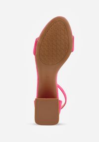 Renee - Fuksjowe Sandały na Słupku z Imitacji Skóry Zdobione Elementami o Metalicznym Wykończeniu Aloeli. Okazja: na spotkanie biznesowe, na wesele, na ślub cywilny. Zapięcie: sprzączka. Kolor: różowy. Materiał: skóra. Wzór: aplikacja. Obcas: na słupku. Styl: biznesowy #6