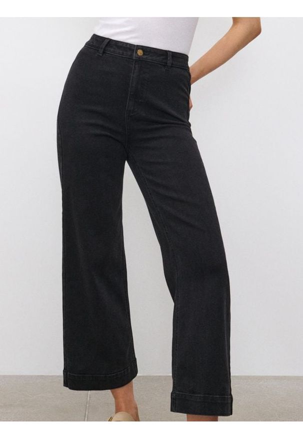 Sinsay - Jeansy culotte - czarny. Kolor: czarny