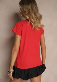 Renee - Czerwony Bawełniany T-shirt z Kieszonką Zireanda. Okazja: na co dzień. Kolor: czerwony. Materiał: bawełna. Styl: klasyczny, casual #4