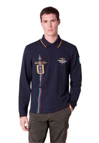 Aeronautica Militare - AERONAUTICA MILITARE Granatowa męska koszulka polo Piqué, Rozmiar L. Typ kołnierza: polo. Kolor: niebieski #5