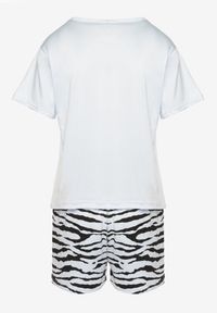 Renee - Jasnoniebieski Komplet Piżamowy z Bawełny T-shirt i Szorty z Motywem Zebry Milaria. Kolor: niebieski. Materiał: bawełna. Wzór: motyw zwierzęcy #6