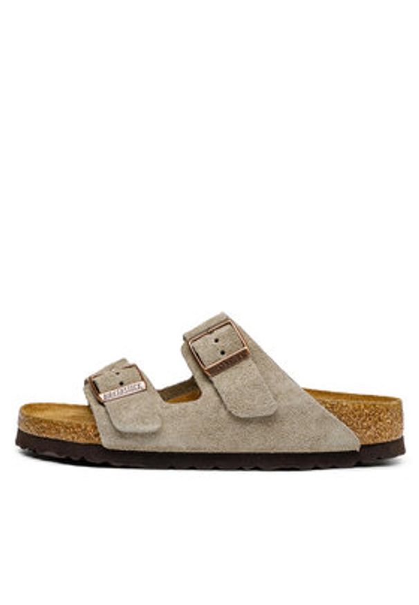 Birkenstock Klapki Arizona Bs 0951303 Khaki. Kolor: brązowy. Materiał: zamsz, skóra