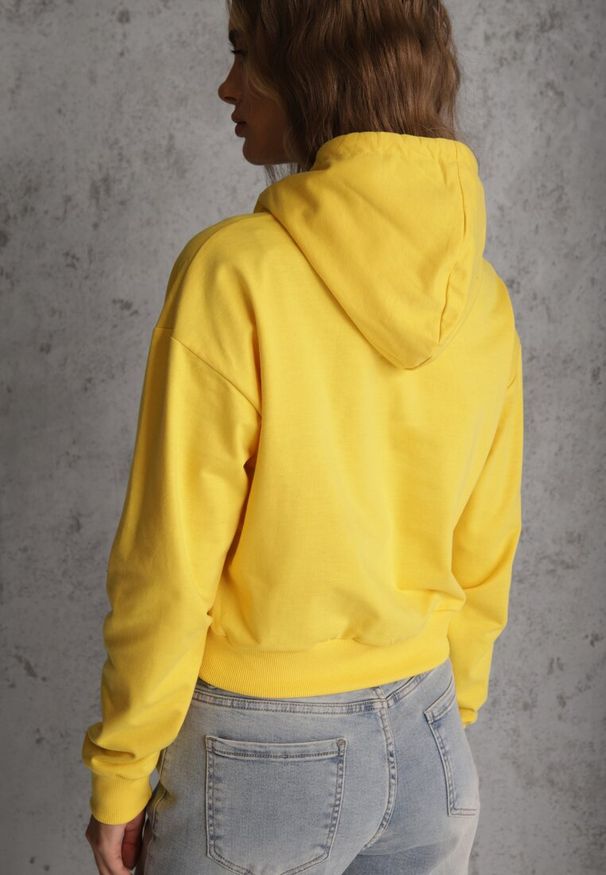 Renee - Żółta Bluza z Kapturem i Bawełną Ozdobiona Ściągaczami Evianae. Okazja: na co dzień, na spacer. Typ kołnierza: kaptur. Kolor: żółty. Materiał: bawełna. Długość rękawa: długi rękaw. Długość: długie. Wzór: aplikacja. Styl: casual
