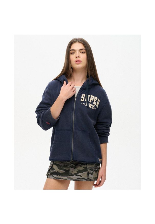Superdry - Bluza z kapturem vintage sportowa. Typ kołnierza: kaptur. Kolor: niebieski