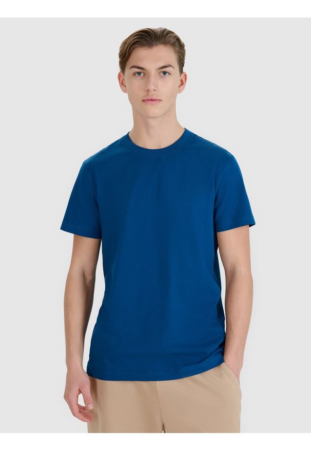 4f - 4F T-shirt regular z nadrukiem męski - turkusowy L. Okazja: na co dzień. Kolor: turkusowy. Materiał: jersey, bawełna, dzianina. Długość rękawa: krótki rękaw. Długość: krótkie. Wzór: nadruk. Styl: sportowy, klasyczny, casual