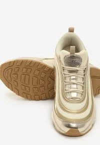 Born2be - Złote Buty Sportowe Shady Life. Nosek buta: okrągły. Kolor: złoty. Materiał: materiał, jeans. Szerokość cholewki: normalna #4