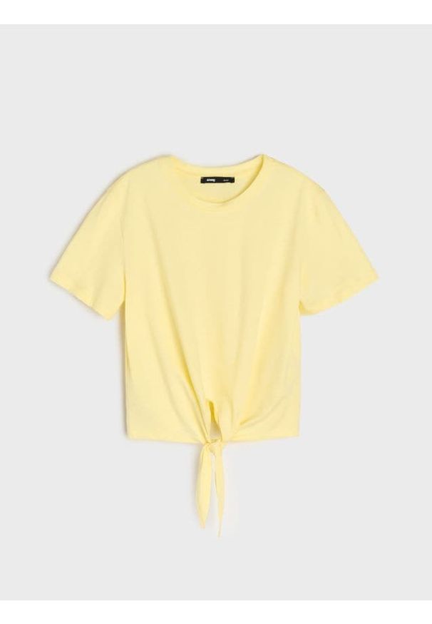 Sinsay - Koszulka wiązana w talii - yellow jeans. Materiał: jeans