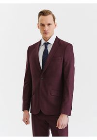 Pako Lorente - PAKO LORENTE – Bordowe spodnie garniturowe w subtelną kratę. Kolor: czerwony. Materiał: poliester, elastan, wiskoza #5