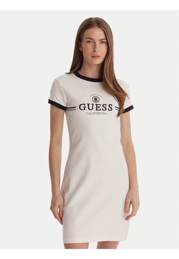 Guess Sukienka codzienna V6GK05 K2988 Biały Regular Fit. Okazja: na co dzień. Kolor: biały. Materiał: bawełna. Typ sukienki: proste. Styl: casual