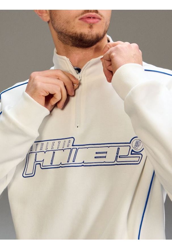 Sinsay - Bluza z nadrukiem i kontrastową lamówką - kremowy. Kolor: kremowy. Wzór: nadruk