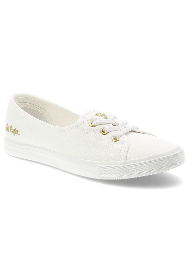 Trampki damskie Lee Cooper, cholewka z materiału tekstylnego elastyczne sznurówki na płaskiej podeszwie, białe, LCW-26-02-4043L SVL-395. Zapięcie: sznurówki. Kolor: biały. Materiał: materiał. Szerokość cholewki: normalna. Obcas: na płaskiej podeszwie