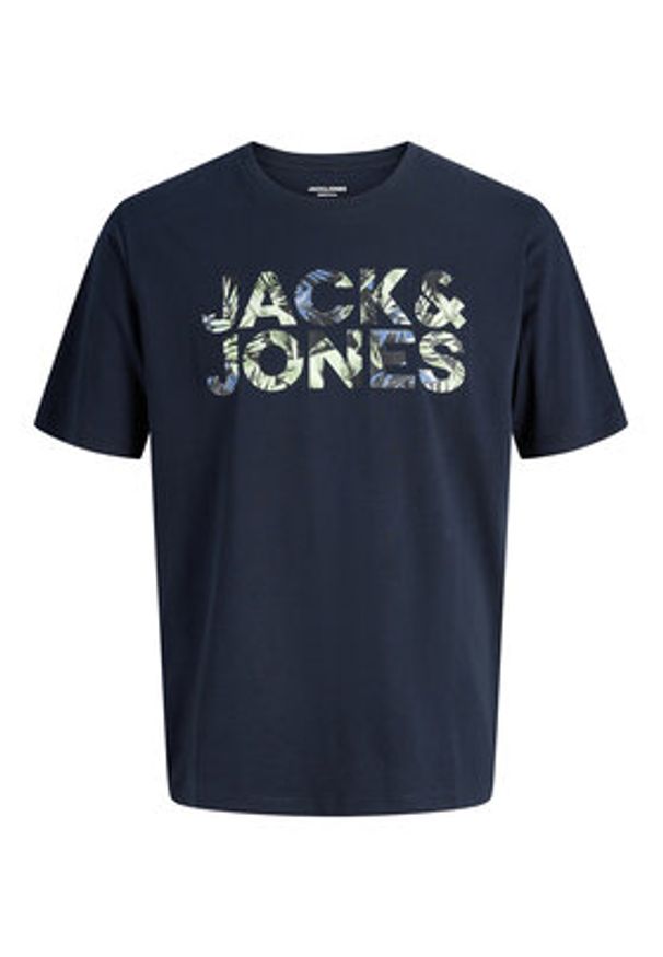 Jack & Jones T-Shirt Ejeff Logo 12288536 Granatowy Regular Fit. Kolor: niebieski. Materiał: bawełna