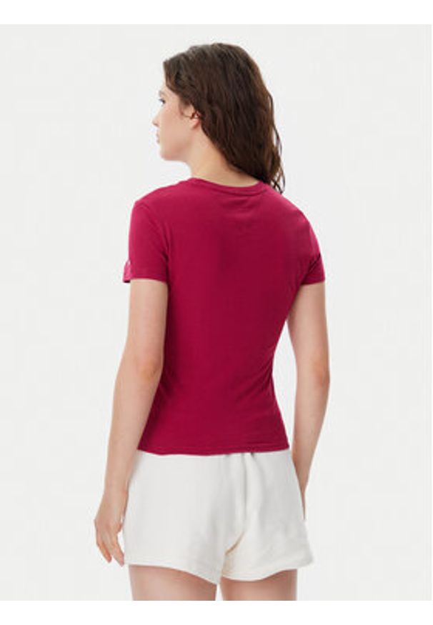 Tommy Jeans T-Shirt Essential DW0DW19447 Różowy Slim Fit. Kolor: różowy. Materiał: bawełna