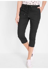 bonprix - Spodnie 3/4 z wiązanym paskiem. Kolor: czarny #1