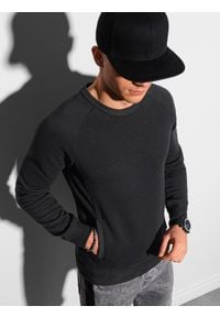 Ombre Clothing - Bluza męska bez kaptura B1156 - czarna - XXL. Typ kołnierza: bez kaptura. Kolor: czarny. Materiał: bawełna, poliester, jeans, dresówka, dzianina #3