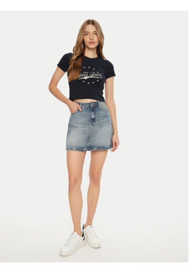 Guess Jeans T-Shirt W5RI59 J1314 Granatowy Regular Fit. Kolor: niebieski. Materiał: bawełna