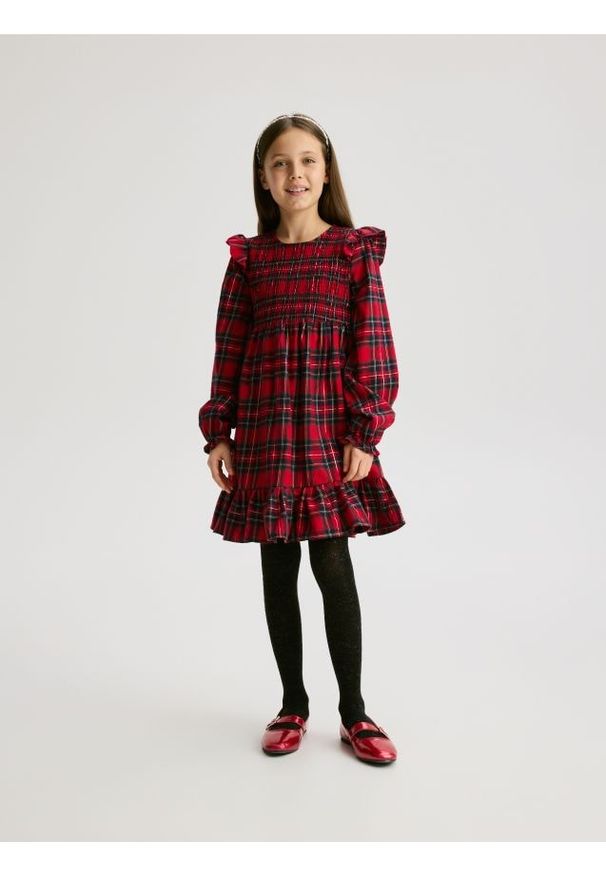 Reserved - Sukienka w kratę - wielobarwny. Materiał: tkanina, bawełna