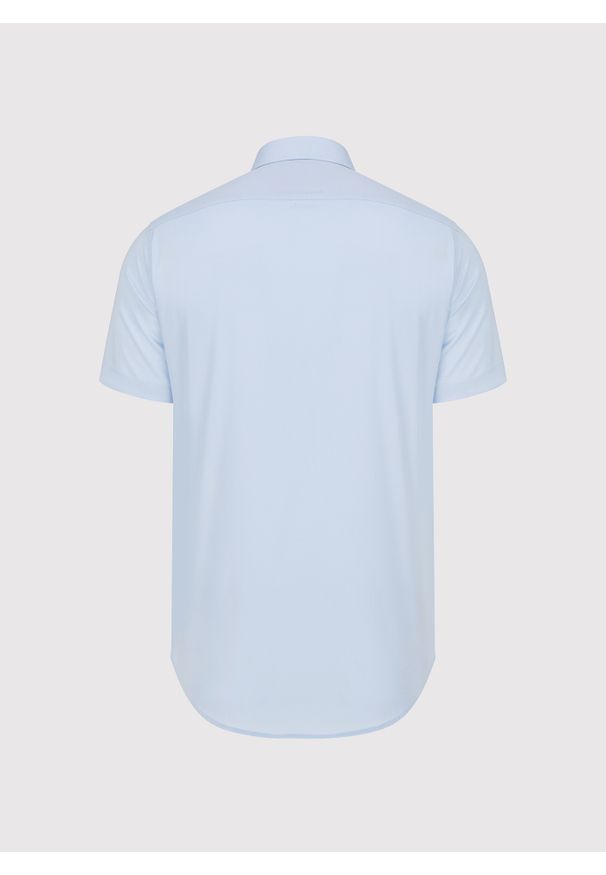 Pako Lorente - PAKO LORENTE - Niebieska koszula męska z krótkim rękawem. Kolor: niebieski, biały. Materiał: bawełna. Długość rękawa: krótki rękaw. Długość: krótkie. Sezon: wiosna