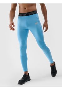 4f - 4F Legginsy treningowe szybkoschnące męskie - niebieskie XL. Kolor: niebieski. Materiał: dzianina, elastan, syntetyk, materiał. Wzór: gładki, jednolity, ze splotem. Sport: fitness #1