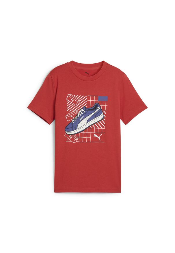 Puma - Młodzieżowa koszulka Graphics IV PUMA Red Fire. Kolor: czerwony. Materiał: guma. Wzór: nadruk
