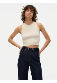 Vero Moda Top Ginny 10300339 Biały Slim Fit. Kolor: biały. Materiał: syntetyk #1