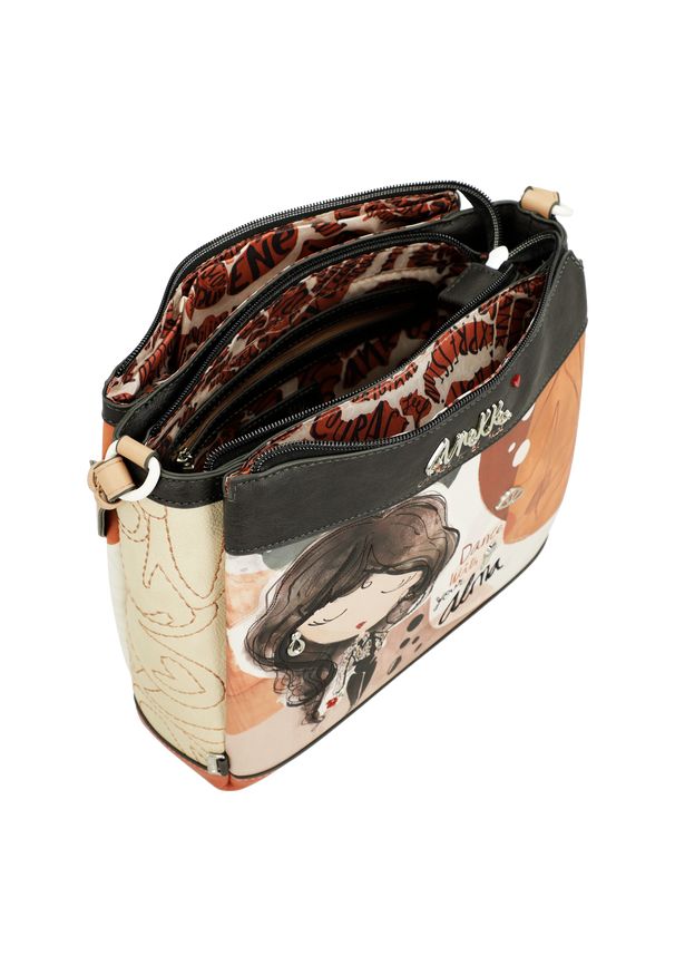 Pomarańczowa Damska Torebka Anekke Edycja Limitowana. Kolor: pomarańczowy. Wzór: napisy. Dodatki: z breloczkiem. Materiał: z tłoczeniem. Styl: casual, elegancki