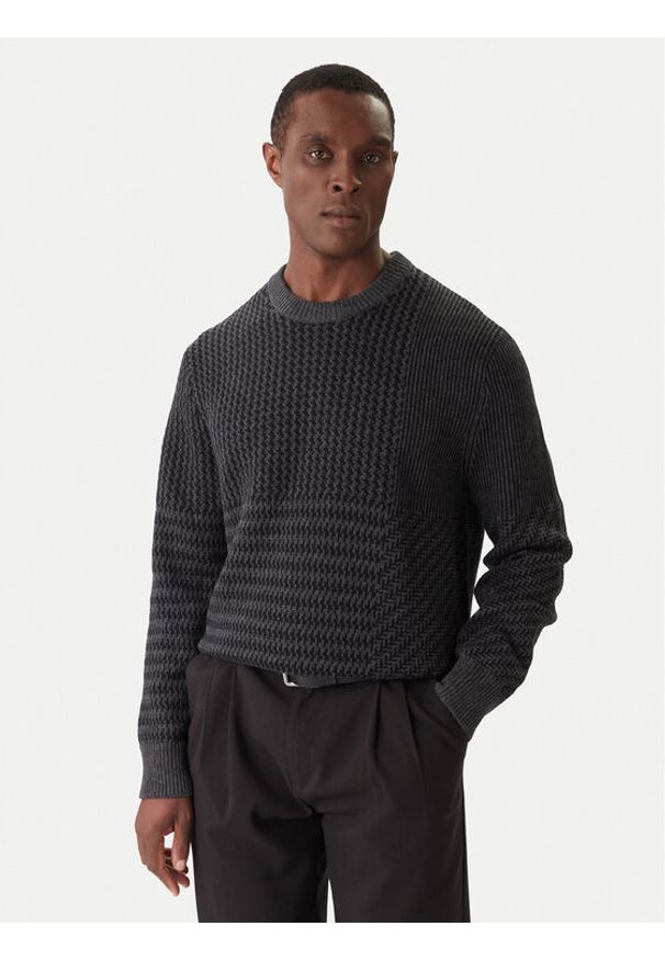 Calvin Klein Sweter LV04LD306G Szary Regular Fit. Kolor: szary. Materiał: wełna